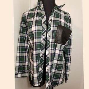 NWT Eloquii Flannel Pocket Plaid Snap Front Shirt